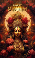 Goddess Durga Puja. Concept for Navaratri festival, vintage background