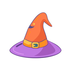 Naklejka premium Cute halloween clipart of witch hat. Vector illustration on white background. 