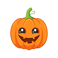 Cute halloween clipart of pumpkin. Vector illustration on white background.