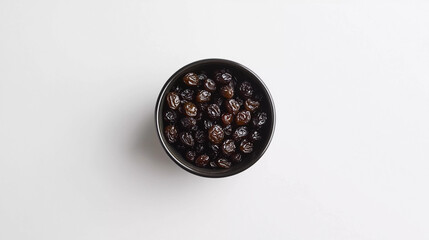 Dried berries in container on white background