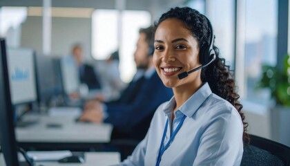 Smiling Customer Service Specialist Optimizing Employee Lifecycle Management
