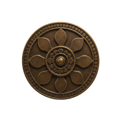 Fototapeta premium Ashoka Chakra design with detailed pattern and bronze finish 