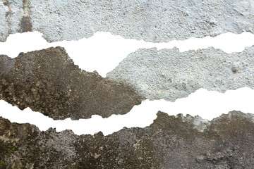 Torn of Rough Concrete Texture Pieces with Jagged Edges - Ideal for Use as a Background Frame, or...
