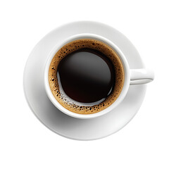 Top View of a Cup of Black Coffee on a Saucer