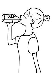 水を飲む　女性　イラスト　ミネラルウォーター