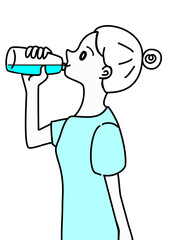 水を飲む　女性　イラスト　ミネラルウォーター
