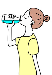 水を飲む　女性　イラスト　ミネラルウォーター