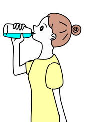 水を飲む　女性　イラスト　ミネラルウォーター