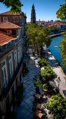 Riverfront Cafe, Cityscape, Portugal