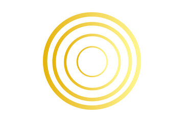 Abstract golden concentric circles against a black background for design and decoration