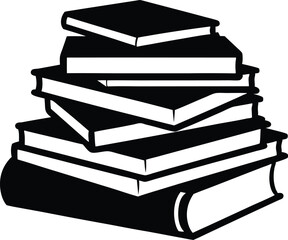 Stack of black books silhouette vector, Books icon