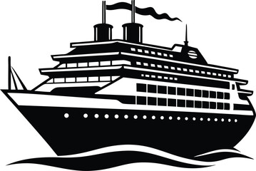 Obraz premium cruise ship icon, cruise ship silhouette vector illustration