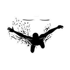 Dynamic Dive: Overhead Swimmer Silhouette