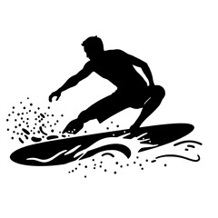 Mastering the Wave: Dynamic Surfer Silhouette