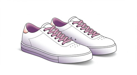 Clean vector illustration of low-top sneakers with smooth gradients and sharp edges in white background