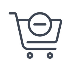 Shopping cart icon with empty circular symbol for removal  