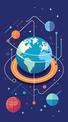 Naklejka premium Abstract earth globe illustration with connecting lines and geometric design elements
