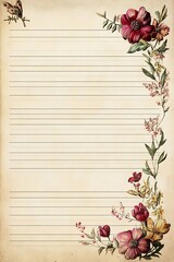 Floral Lined Paper Vintage Design. (1)