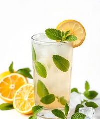 mojito cocktail isolated on white