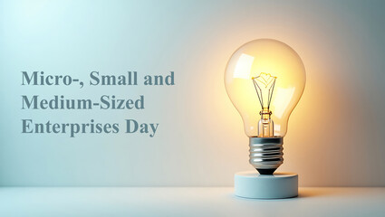 Micro, Small, and Medium Enterprises Day Banner with bulb Icon and Professional Layout