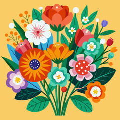 floral background with flowers and butterflies