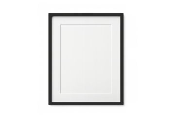 Minimalist black picture frame featuring white passepartout, ideal for displaying artwork against transparent backdrop
