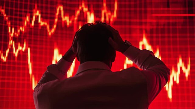 株価暴落に動揺する投資家の後ろ姿