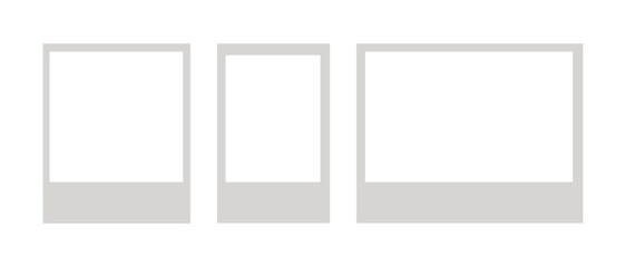 Vector Polaroid Frames in different sizes: Realistic Photo Templates with Shadows. Vintage Card Set for Stock Use. Vector illustration eps file.