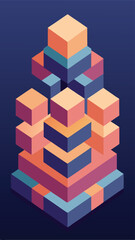 Fototapeta premium Abstract isometric composition of cubes with gradient color and modern digital design style