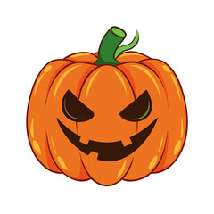 Cute halloween clipart of pumpkin. Vector illustration on white background.