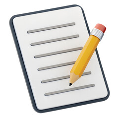 Yellow Pencil on White Document Icon 3 D Render notepad