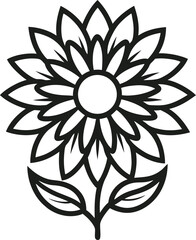 Elegant Sunflower Line Art Botanical Illustration, Floral Design, Simple Flower Graphic