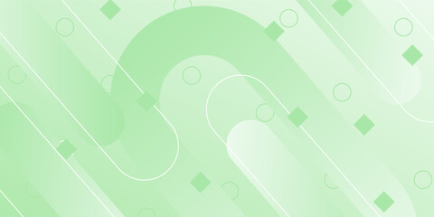 White abstract wide banner background with green geometric shapes. Minimal geometric. Modern futuristic concept. Suit for cover, header, business, presentation