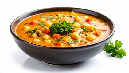 Delicious and Healthy Chickpea Stew in a Dark Bowl.