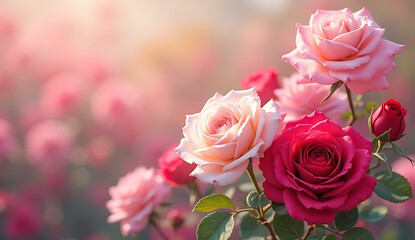 Obraz premium bouquet of pink roses