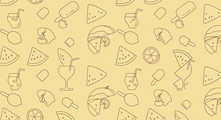 Summer Outlines Watermelon Lemonade Lemon and Popsicle Pattern 1.