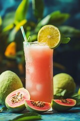 Fototapeta premium Refreshing Guava Juice with Tropical Drink.