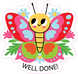 Cute cartoon bee sitting on a flower in a fun summer illustration