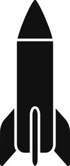 Missile bomb icon. Ballistic rocket. Black silhouette. Vector. Flat design.