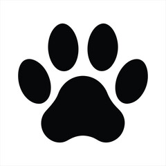 Simple black paw print icon on white background