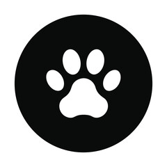 Fototapeta premium Simple black circle with white paw print icon