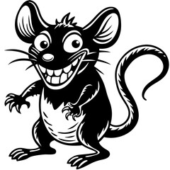 Cartoon rat smiling isolated on white background