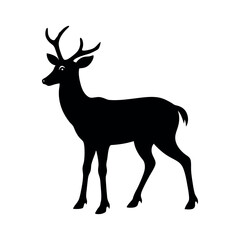 Deer silhouette, Black color Deer silhouette.