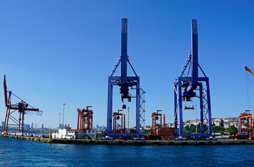 crane in the harbor of istanbul