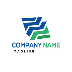 Abstract modern business logo in blue and green colors. Perfect for business, consultancy, tech startup, real estate, and digital company branding. Clean, corporate, and geometric vector logo template