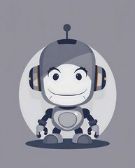 Obraz premium Cute robot girl, front view