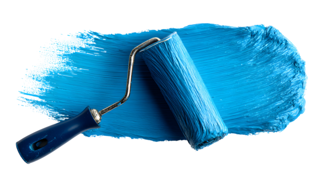 Blue Paint Roller Stroke isolated on a transparent background