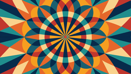Colorful geometric abstract pattern design with retro style in vibrant earth tones
