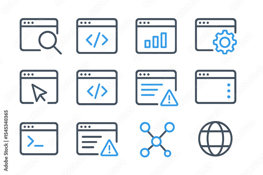 Poster digital dashboard interface with code and analytics icons on dark background