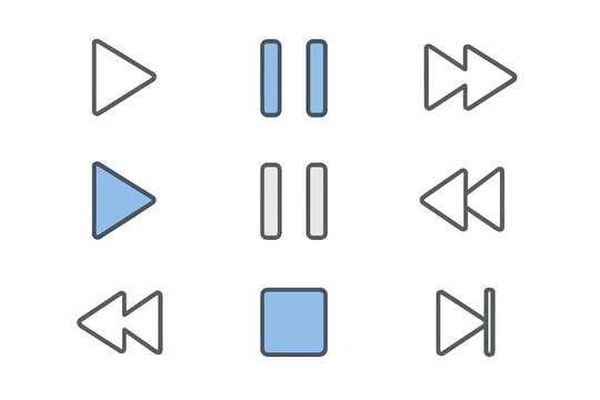 Multimedia control buttons: play, pause, stop, forward, backward symbols